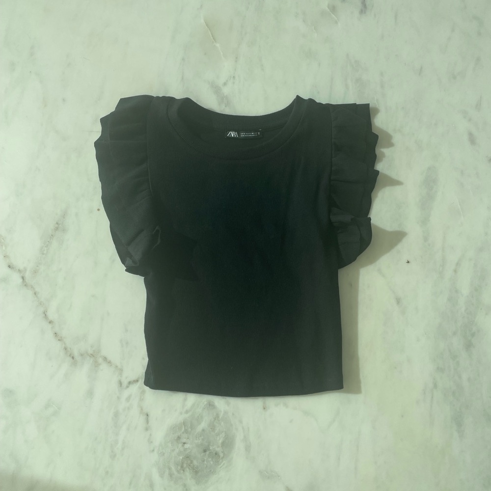 Zara crop top with ruffle sleeves - Picture 3 of 4